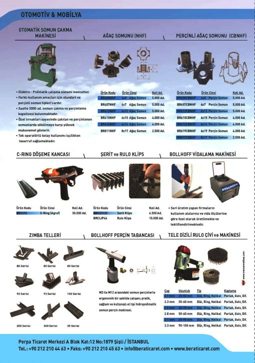  Ürün Kataloğu - Bera Ticaret Çemberleme Makinası, Akülü Çemberleme Makinası, PP Çember, Pet Çember, Kompozit Çember, Ekmek Poşet Ağzı Bağlama Teli, Teknik Servis, Shrink Tabancası, C-ring Döşeme Kancası, Klips...